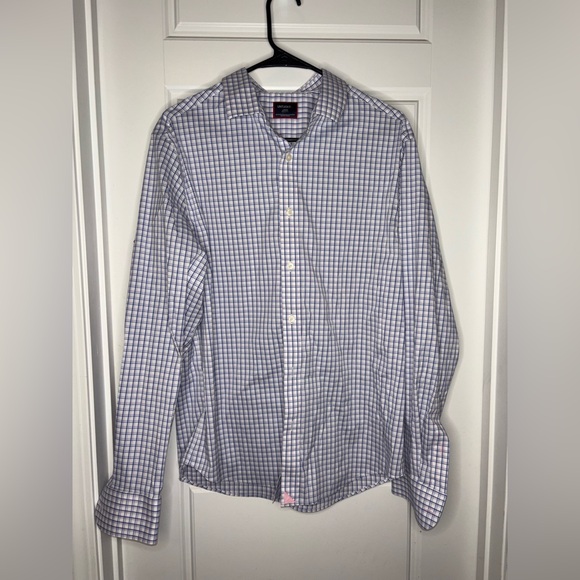 Large UNTUCKit Blue and White Checkered Men's Button Down Shirt - Picture 2 of 4
